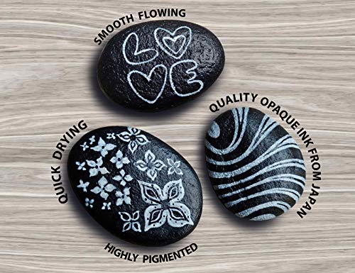 TOOLI-ART Black And White Acrylic Paint Markers Paint Pens Set For Rock Painting, Canvas, Mugs, Metal, Glass Paint, Fabric, Wood, DIY. Non Toxic, Quick Dry,Waterbas (EXTRA FINE & MEDIUM) - style: EXTRA FINE & MEDIUM