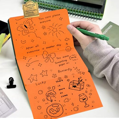 Small Premium Orange Art Sketchbook,5.7 x 3.54 inches Mixed Media Notebook,34 Sheets 120 GSM Acid-Free Folding Drawing Papers, Hardcover Pocket Journal Sketchbook for All Artists - color: 120gsm-folding paper orange