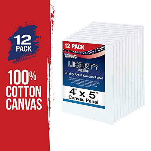 U.S. Art Supply 4 X 5 Inch Art Canvas Board Panels 12 Pack - 8 Ounce Heavyweight Cotton Acid Free Canvases for Painting Acrylics and Watercolor (1 Case of 12 Single Canvas Painting Panels) - size: 4" x 5"
