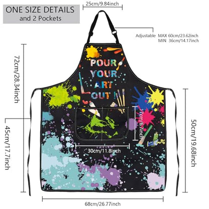 MBMSO Painting Artist Apron with Pockets Artist Painter Gifts Art Lover Gift for Art Teacher Student Painter Apron Waterproof - color: Pour Your Art Out Apron