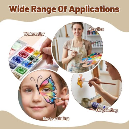 12 Size Round Watercolor Brushes, Watercolor Round Paint Brushes Set