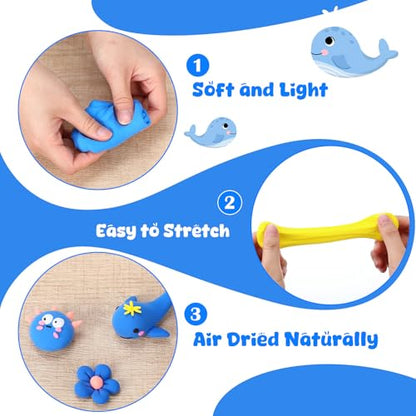 VioraWhite 40 Pcs 21 oz Air Dry Clay Bulk Modeling Clay,Blue | Ultra Lightweight Foam Modeling Clay for Kids Adults, DIY Crafts Party Arts, School Project Gifts Supplies - color: Blue