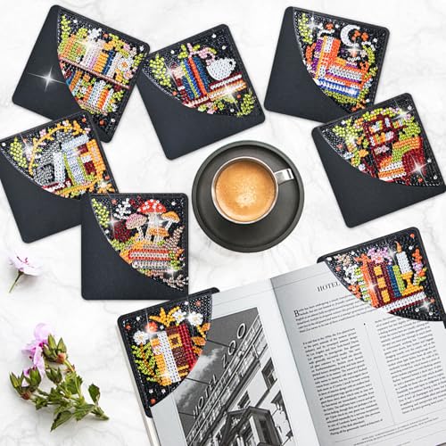 8 Pcs Diamond Painting Bookmark, DIY Corner Book Makers for Adults Book Lovers, Diamond Dot Art Beginners, Small Diamond Art Kits, Paint by Art Crafts Gift for Women Girls (Bookshelf) - color: Bookshelf
