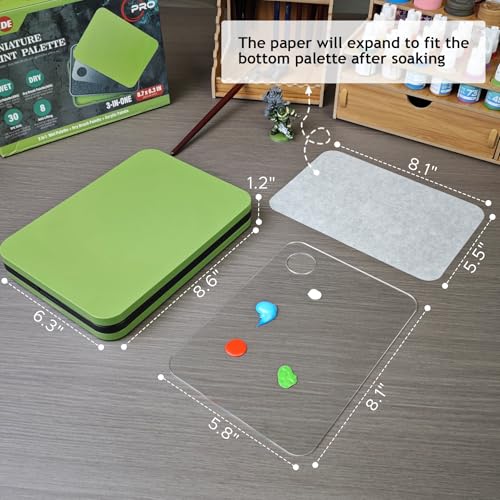 Wet Palette, Dry Brush Palette and Acrylic Paint Palette | 3-in-1 Set for Miniature Painting and Acrylic Paints, 100PCS Hydration Paper and 4PCS Sponges - style: 3-in-1 Wet Palette