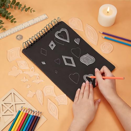 BENECREAT Acrylic Mandala Stencils Set, 14Pcs 14 Styles Clear Acrylic Geometric Template Kit, Dot Drawing Tools for Mandala Patterns, Art Craft and DIY Projects