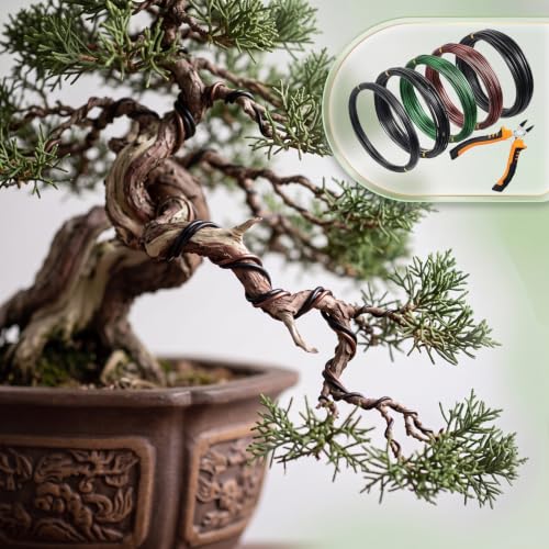 Mudder 5 Roll Bonsai Training Wire Aluminum 1/1.5/2.0mm Classic | Anodized Coating Resists Rust, 160 Ft for Branches, Includes Cutter, Flexible Cable Holds Shape, For Bonsai Tree Training - color: Classic, size: 1/1.5/2.0mm