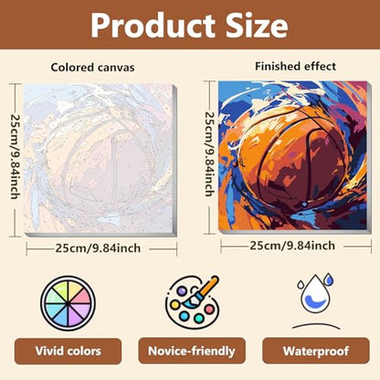 Reivworl Framed Basketball Paint by Numbers Kit for Adults Beginner 10×10 inch - color: 09-Basketball