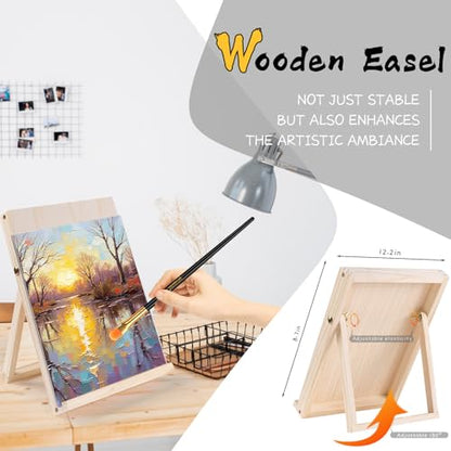 Paint Set for Kids & Adults with 18 Acrylic Paints,Canvas & Easel | 18 acrylic paints,5 canvas panels and an easel for family painting,school projects and creative weekends - color: 18color+35pcs -01