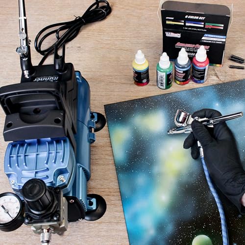 Master Airbrush 1/5 HP Cool Runner Dual Fan Air Compressor Kit Model TC-420 - Professional Single-Piston with 2 Cooling Fans, Longer Running Time without Overheating, Regulator Water Trap Holder - style: Super Cool Runner