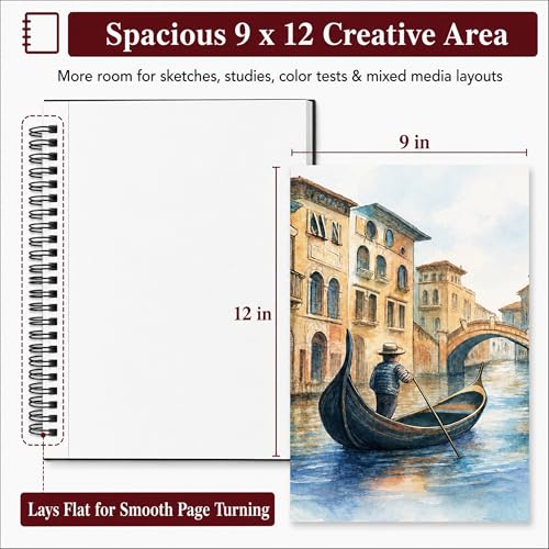 SuFly Mixed Media Sketchbook 9x12, Mixed Media Paper_98lb/160gsm, 60 Sheets | Mixed Media Pad, Thick Drawing Paper Pad, Spiral Sketch Pads for Drawing, Watercolor Paper for Art Class & Painting Supplies