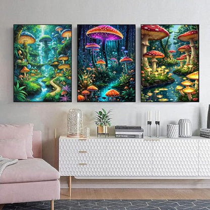 mrpwnle 3 Pack Diamond Art Kits for Adults, Mushroom Diamond Painting Kits - color: 3 Pack Mushroom, size: 11.8x15.7in(30x40cm)