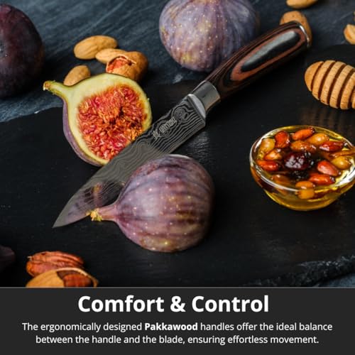 Yatoshi 7 Knife Set - Pro Kitchen Knife Set Ultra Sharp High Carbon Stainless Steel with Ergonomic Handle - color: Brown, size: 7-Piece
