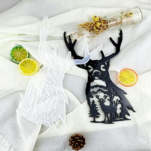Deer Head Wall Hanging Resin Silicone Mold, Deer Epoxy Casting Mold for Wall Hanging Mount Home Office Decoration, DIY Crafts Door Wall Art Party Decoration - size: Front of the deer