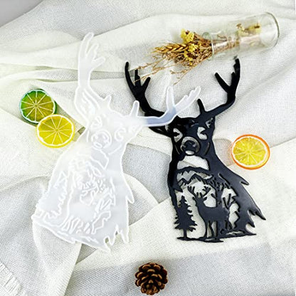Deer Head Wall Hanging Resin Silicone Mold, Deer Epoxy Casting Mold for Wall Hanging Mount Home Office Decoration, DIY Crafts Door Wall Art Party Decoration - size: Front of the deer