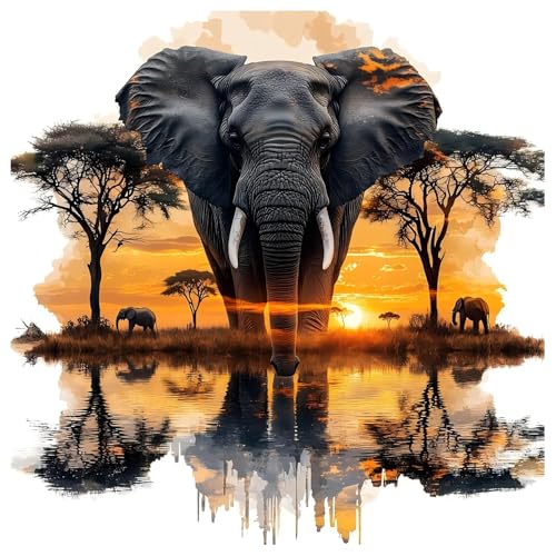 CRZMODE Elephant Paint by Numbers Kit for Adults, Elephant Paint by Numbers for Adults, Acrylic Painting Crafts for Home Decor Gift (16x20inch) - color: Elephant(16X16")
