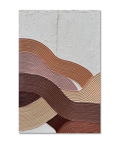 Art Hand-Painted Modern Abstract Art Brown red and White Textured Oil Painting Family Living Room Hallway Wall Art Deco 40x28 inches - color: Yi091