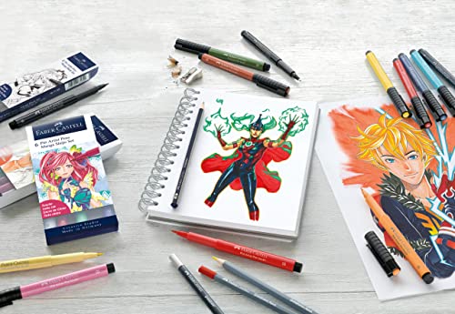 FABER-CASTELL 167132 PITT Artist Manga Drawing Pens, Black, 4-Pack - size: 4 Count (Pack of 1), style: Manga Wallet Set - Black