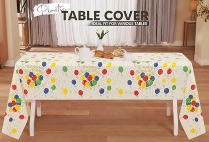 Utopia Kitchen Plastic Table Cloth Disposable [Birthday Check, 12 Pack] | 54x108 Inch Rectangle Tablecloth Waterproof Stain Resistant Party Table Cover - color: Birthday, size: 54X108 Inch - 12PC