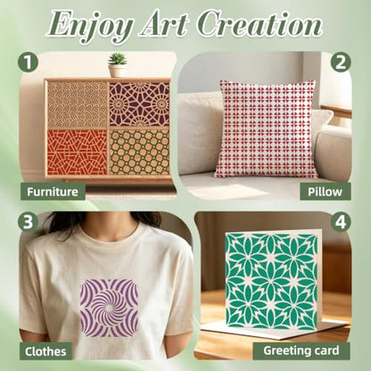 Geometric Texture Stencils for Crafts Reusable 16Pcs Stencils(5.9X5.9 Inch) - color: Texture 24