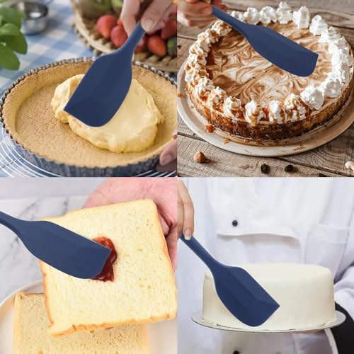 Silicone Spatulas Set, Rubber Spoon Spatula Heat Resistant Spoonula One Piece Design Seamless Spatula Non-Stick Scrapers Baking Mixing Tool (Dark Blue) - color: Dark Blue