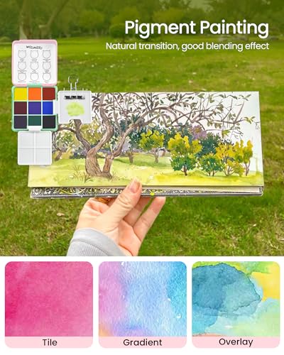 Woomer 9-Color Travel Watercolor Pan Set for Beginners & Sketch Artists