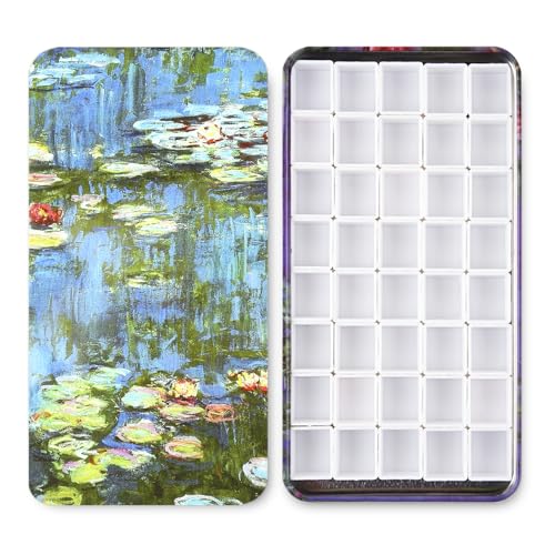 qianshan 40Pcs Empty Half Pans Watercolor Tin Palette with Magnetic Stripe | Travel Tin Palette Case,Portable Artist Paints Half Pan Kits,DIY Watercolor Oils Acrylics Painting Drawing - color: Oil Painting Ppond
