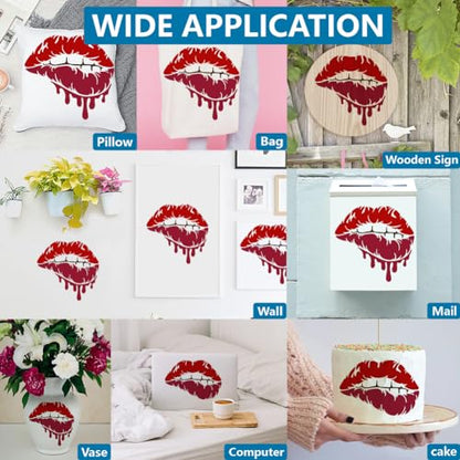 MAYJOYDIY Lips Stencil - 4 Sizes, 6-12inch Kiss & Bleeding Lips, Paint Brush Included for Furniture, Wood, Canvas, Paper, Wall - color: 4 Sizes Lips