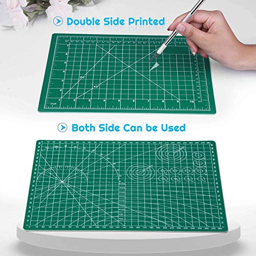 anezus Self Healing Sewing Mat, Rotary Cutting Mat Double Sided 5-Ply Craft Cutting Board for Sewing Crafts Hobby Fabric Precision Scrapbooking Project 9inch x 12inch(A4) - color: Green, size: 12" x 9"
