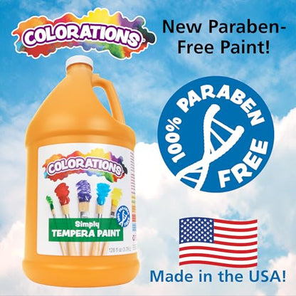 Colorations Paraben-Free Washable Black Tempera Paint for Kids, 1 Gallon | Vibrant, Non-Toxic and Made in the USA, Classroom Must Haves, Bulk Arts & Crafts Supplies - color: Black