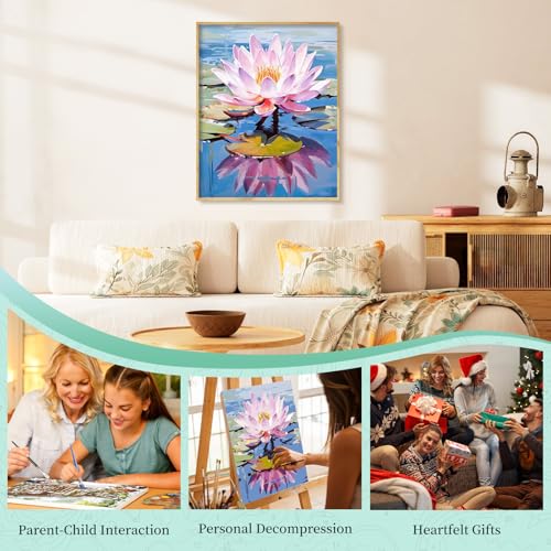Paint by Numbers Kit for Adults, Lotus DIY Acrylic Painting Kit, 16x20 Inch - color: CYOP1P08