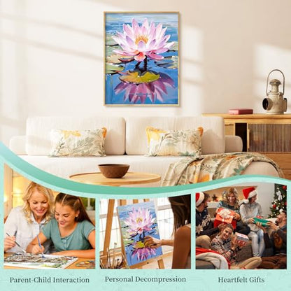 Paint by Numbers Kit for Adults, Lotus DIY Acrylic Painting Kit, 16x20 Inch - color: CYOP1P08
