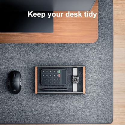 UPERGO Walnut & Aluminum Desk Drawer Organizer, Valet Tray Catchall for Men - style: desk drawer