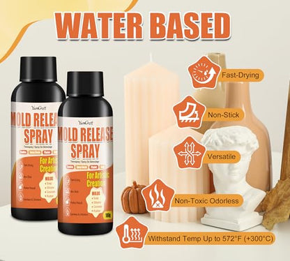 7 oz Silicone Mold Release Spray, Water Based Odorless Fast Drying Releaser, Non-Stick No Oily Residue for Epoxy Resin, Candle Making, Soap, Plaster, Silicone & Plastic Molds, Extend Mold Lifespan