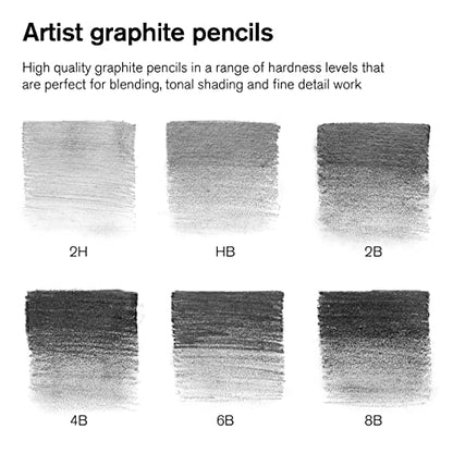 Winsor & Newton Studio Collection, Graphite Pencils, Set of 6 | Soft, Thick Core pencils, Varied Hardness, Soft Smooth Texture, Easy Blending, Stylish Metal Tin Included, High Quality Lead - style: 6 Graphite Pencils