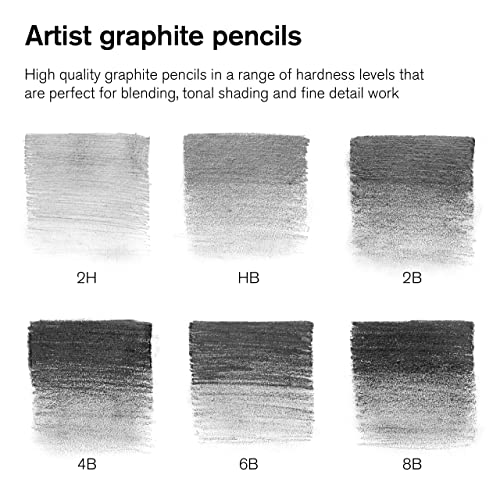 Winsor & Newton Studio Collection, Graphite Pencils, Set of 6 | Soft, Thick Core pencils, Varied Hardness, Soft Smooth Texture, Easy Blending, Stylish Metal Tin Included, High Quality Lead - style: 6 Graphite Pencils
