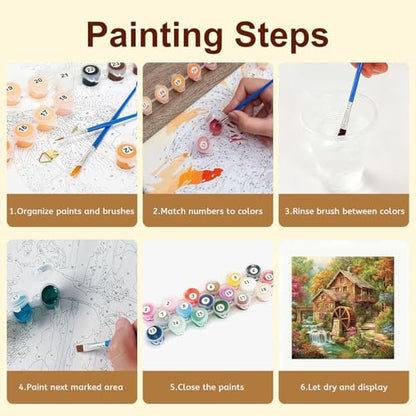 Gemozaic Rustic Cabin Paint by Numbers Kit for Adults, 16 x 16 in, Unframed - color: MT22996