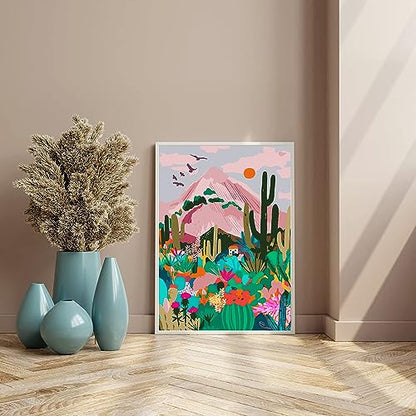 Jethami 2 Pack Paint by Numbers for Adults Beginner, Mountains Sunset Plant Landscape DIY Canvas Art Kit for Relaxation 16x20 in - color: national park landscape