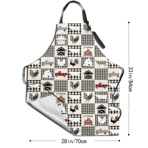 Imiss Waterproof Stain-Resistant Cooking Chef Aprons for Grill BBQ Baking 27 X 31 Inch - color: Farmhouse Rooster