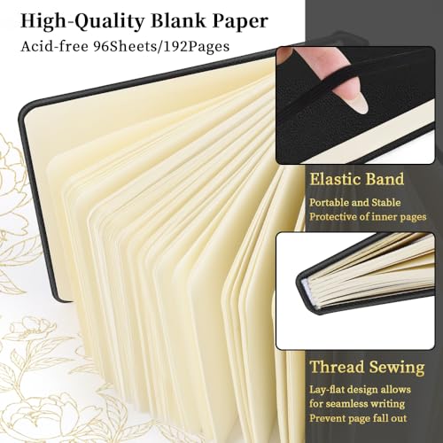 5x5 Pocket Sketch Book,80gsm Hardcover Art Sketchbook for Drawing Journal | PU Cover,Blank Paper,96Sheets/192Pages,Lay-Flat,Portable Travel Creation Paint Diary Memo Planner,Dry Media.Black - color: PU Cover-5x5in-Black