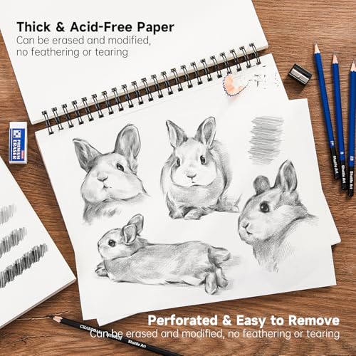 Shuttle Art 9x12” Sketchbook, 220 Sheets Total, Pack of 2(110 Sheets Each), 68lb/100gsm Thick Paper, Spiral Bound Mixedmedia Sketch Pad, Acid-free Drawing Pad for Kids Adults Artists Sketching Drawing - size: 110 Sheets x2
