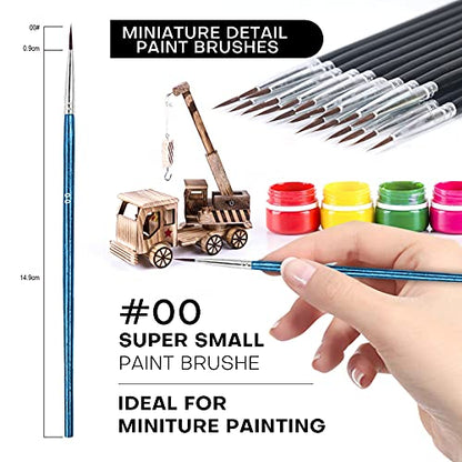 Fine Tip Paint Brushes,BWLKY 60Pcs Miniature Paint Brushes Fine Detail 00 Paint Brush Tiny Painting Brushes for Acrylic Oil Watercolor, Face Nail Art Craft