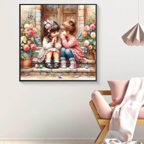 Cute Bestie Diamond Painting Kits for Adults, 5D Diamond Art Painting by Numbers Kits, DIY Diamond Dots Art Kits, Full Round Drill Diamond Art Kits for Adults for Home Wall Decor, 13.8x13.8 in - color: Cute Bestie