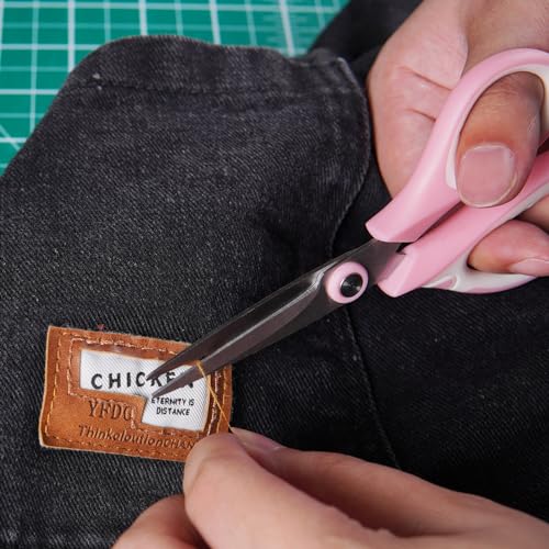 Pink Professional Sewing Scissors Set: Big and Small Scissors, Rotary Cutter with 3pcs Extra Blades for Cutting Fabric - color: Pink