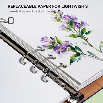 Watercolor Paper Refill-5.1 x 3.0 in, 2-Pack – 100% Cotton 140LB (300GSM) Acid-Free Cold Press Paper, 20 Sheets per Pad (40 Pages Total), for Painting, Sketching & Mixed Media - size: 5.1 x 3.0 in