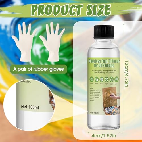 100ML Odorless Mineral Spirits, Dilute Oil Paints and Clean Brushes | Mineral Spirits Paint Thinner Highly Dilutable Quick-Drying and Powerfully Cleaning - color: clear