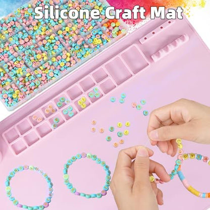 Silicone Painting Mat, 20"X16" Craft Mat,Large Art Mat Clay Mats | Paintbrush Holder, Nonslip Color Dividers Silicone Mats with Built in Cup for Painting, Table, Resin and DIY Pink - color: Pink