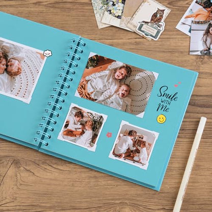 potricher 8 x 8 Inch DIY Scrapbook Album 40 Pages with Kraft Paper, Blue - color: Blue, size: 8 Inch 40 Pages