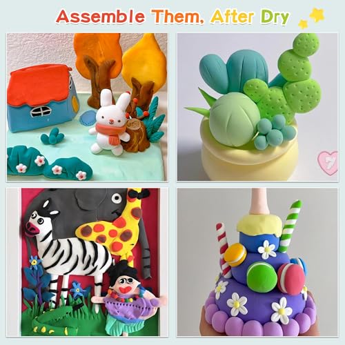 GAGATOAD air Dry Clay for Kids 36Colors with Guide Book Ultra Light Air Dry Clay Kit with Pressing Board Modeling Clay Plastic Tools, for Boys and Girls Age 3-12 Year Old Gift Toy Clay Art Crafts