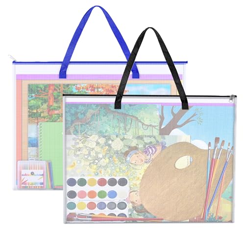 2 Pack Bulletin Board Poster Storage Bag, Art Portfolio Bag, Portfolio Folder for Artwork, Artwork Storage Case for Poster, Bulletin Board, Scrapbook, Keepsake and Teaching Materials (26'' x 20'')