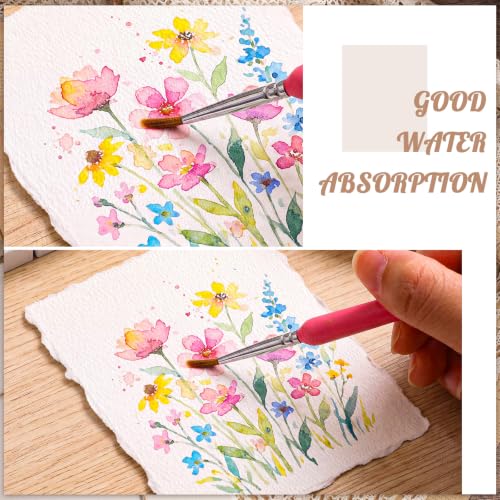50 Pcs Watercolor Paper 2.5 x 3.5in, 300 GSM Handmade Deckled Edge Paper - size: 2.5×3.5 inch